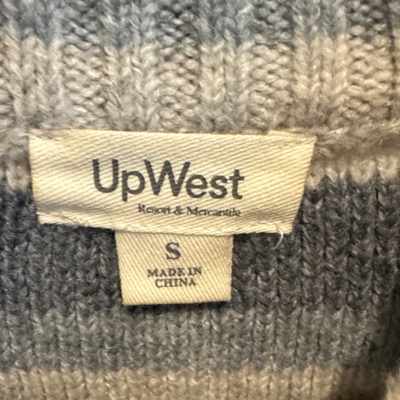 Striped Gray and Cream Women's Sweater - Picture 3 of 3